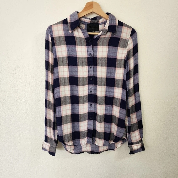 ROMEO + JULIET Pink Blue Plaid Button Down Size XS - Picture 2 of 6